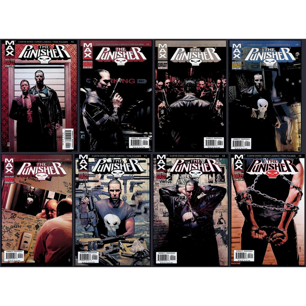 Punisher 8X Comic Lot #1 2 3 4 5 6 9 10 Vol 7 MAX Tim Bradstreet Garth Ennis Mar